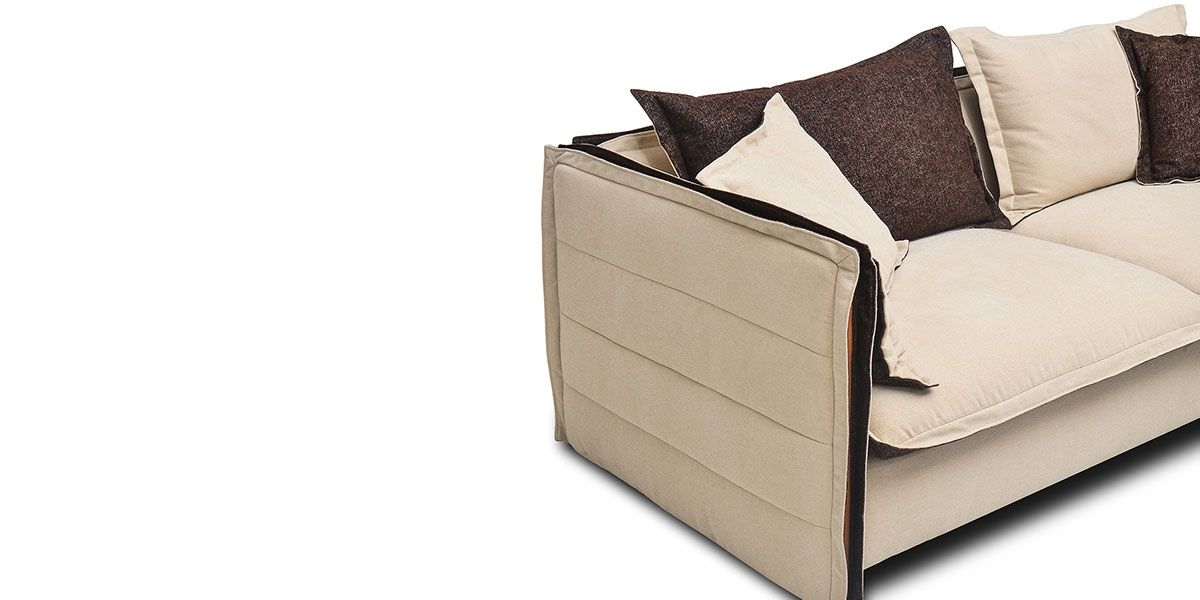Canapé 3 places en tissu BURDY - Beige/Marron