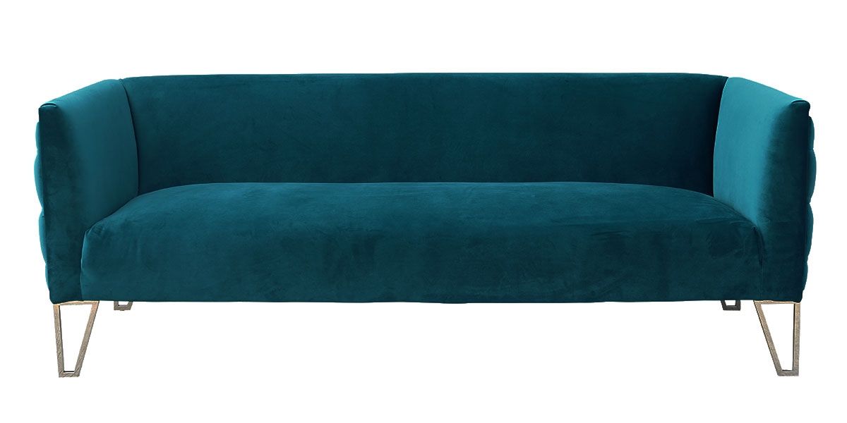 Canapé 3 places en tissu DONOVAN - Bleu/Vert