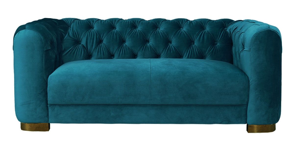 Canapé 3 places en velours KITSCH - Bleu/Vert