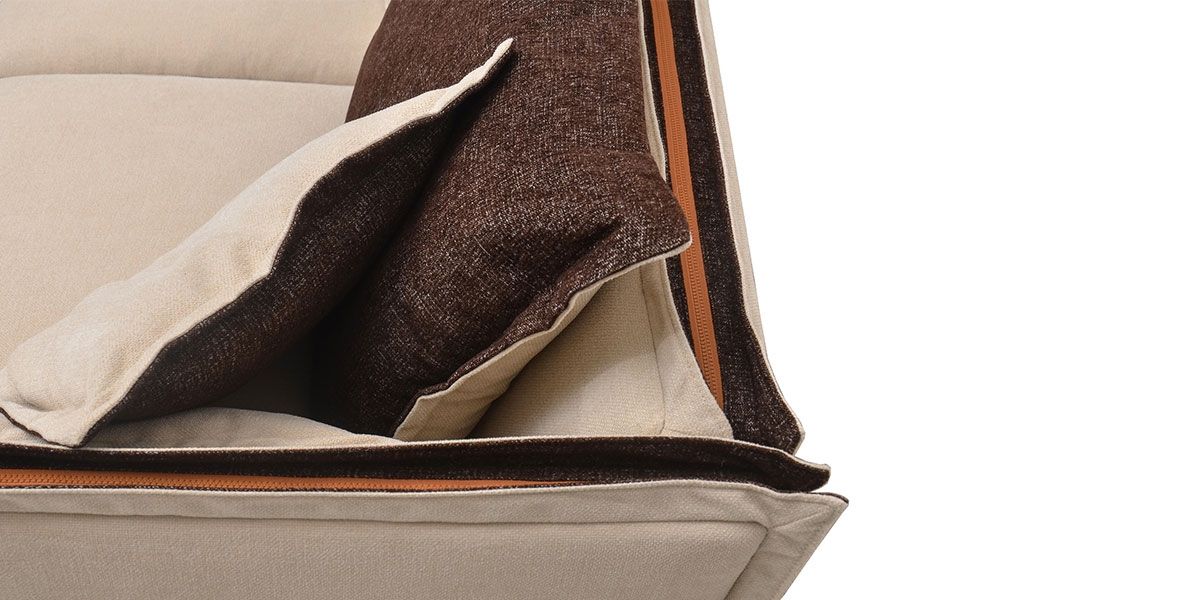 Canapé 3 places en tissu BURDY - Beige/Marron