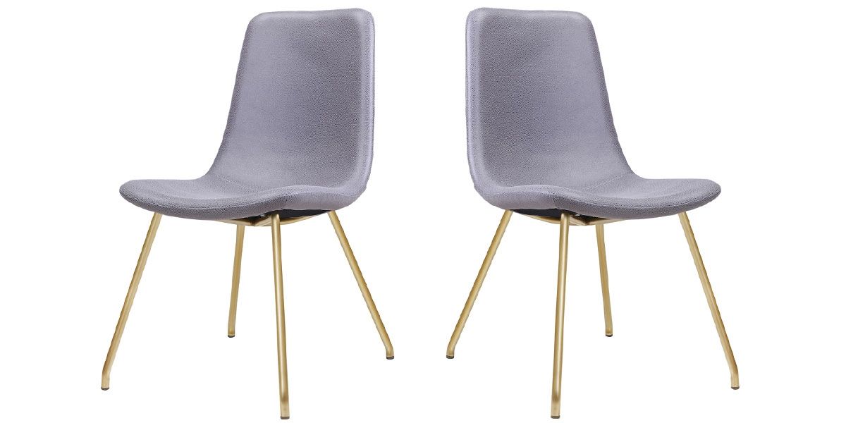 Chaise Design JAZZ - Gris/Gold - Lot de 2