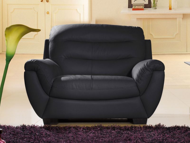Fauteuil en cuir noir CORAL