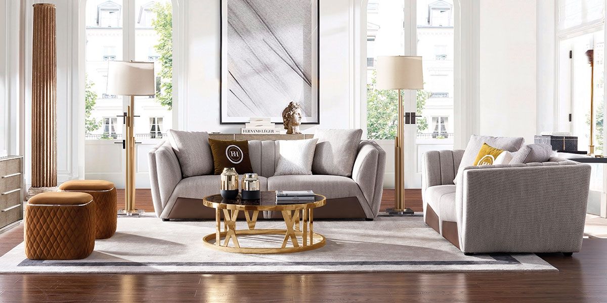Canapé 3 places en tissu OSCAR - Beige