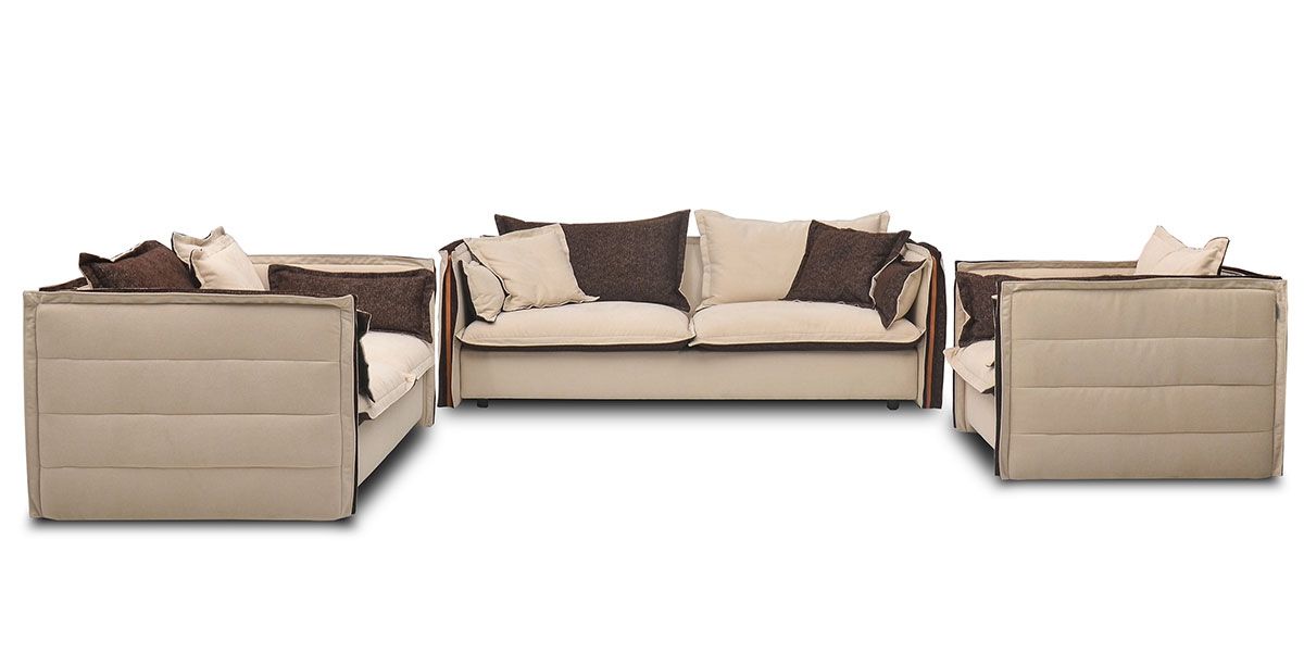 Canapé 3 places en tissu BURDY - Beige/Marron