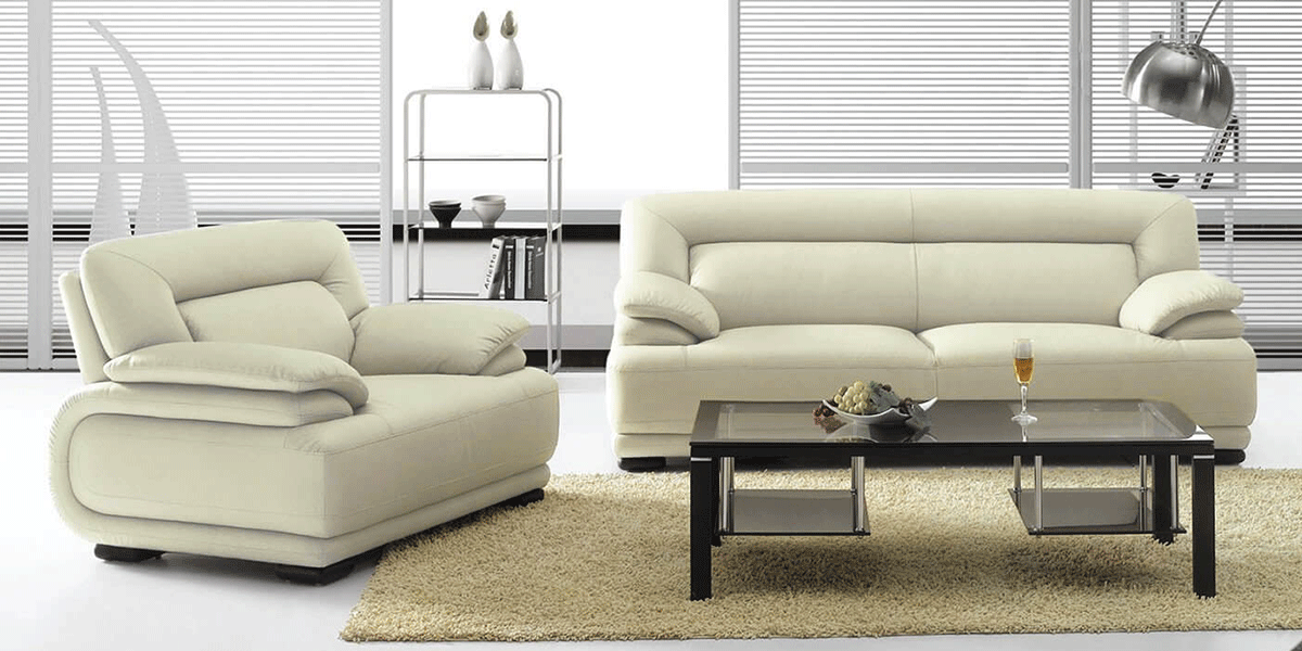 Fauteuil en cuir ivoire DENIA