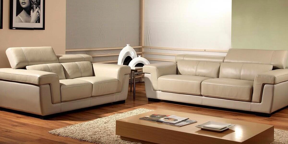 Fauteuil en cuir beige EVASION