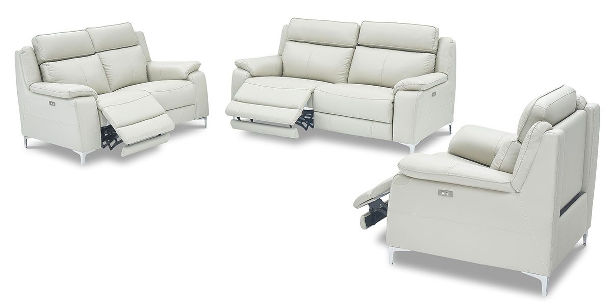 Fauteuil relaxation électrique 1 place en cuir KARA - Gris clair