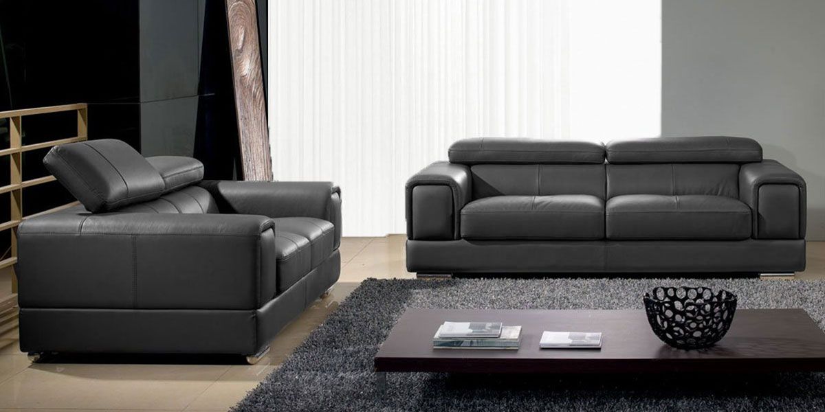 Fauteuil en cuir gris souris LIMA