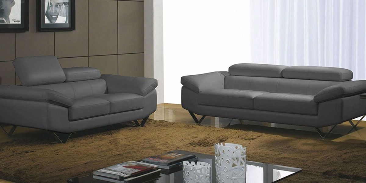 Fauteuil en cuir gris souris MAGNOLIA