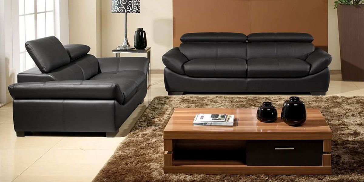 Fauteuil en cuir noir BORNEO