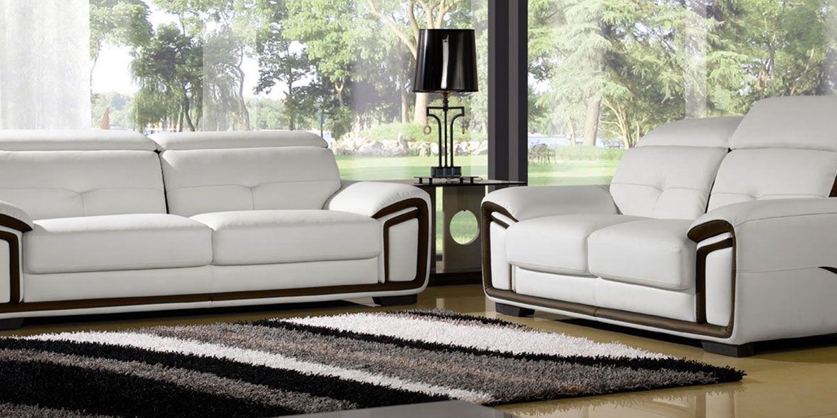 Fauteuil en cuir blanc et marron HAMILTON