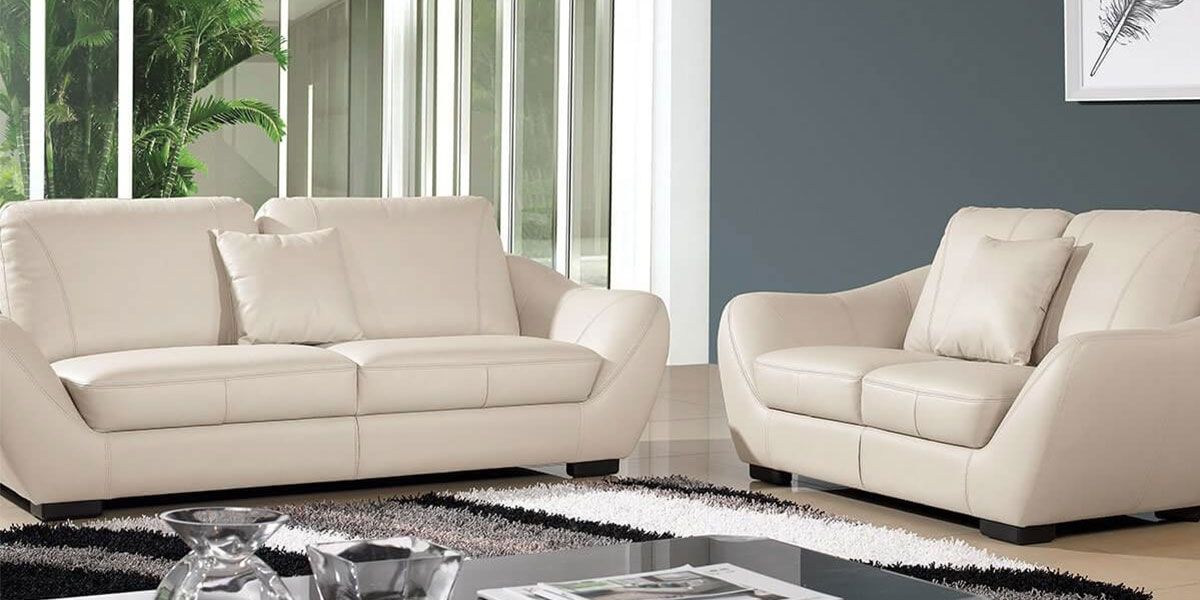 Fauteuil en cuir beige JULIETTA