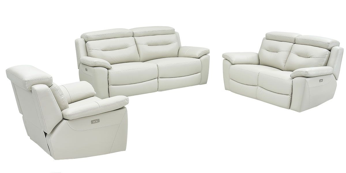 Fauteuil relaxation électrique 1 place en cuir SERENA - Gris perle 