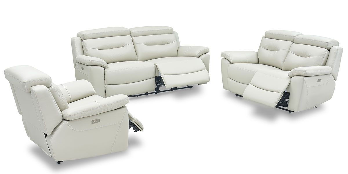 Fauteuil relaxation électrique 1 place en cuir SERENA - Gris perle 