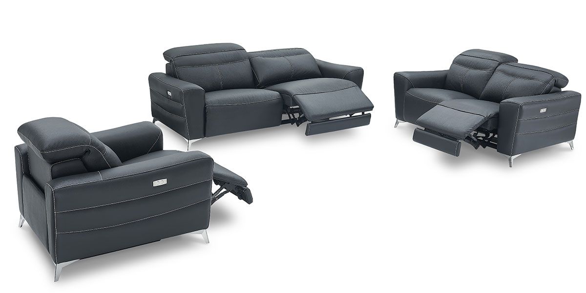 Fauteuil relaxation électrique 1 place en cuir SLOAN - Noir