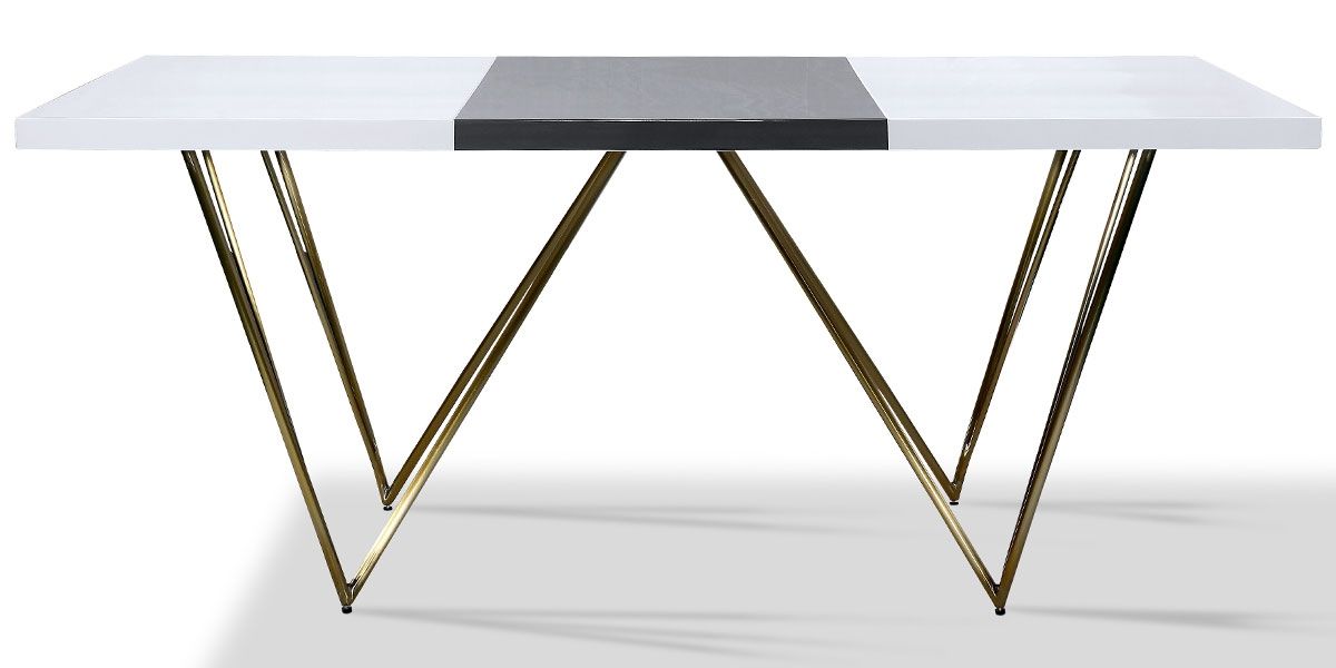 Table à manger laqué/acier JAZZ - Blanc/Gris/Gold