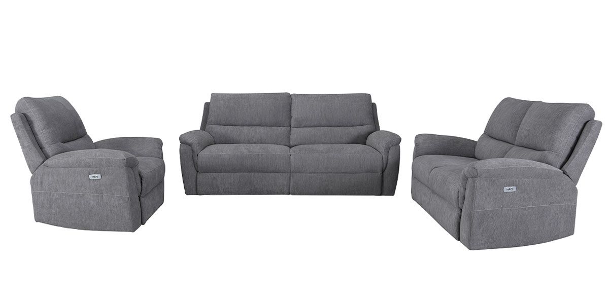 Canapé relaxation électrique 3 places en tissu COCOON - Gris perle