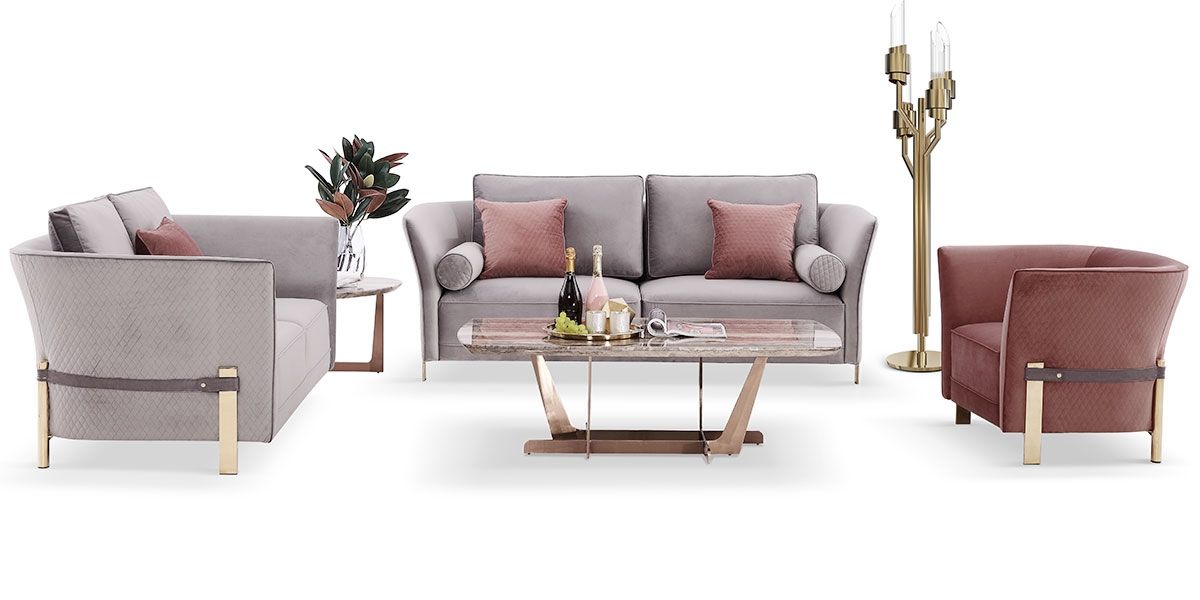 Fauteuil en velours SIERRA - Gris