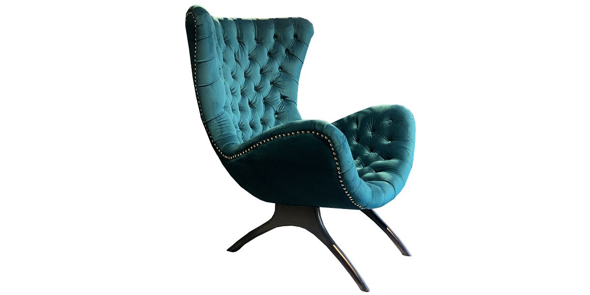 Fauteuil en velours ANGELA - Bleu