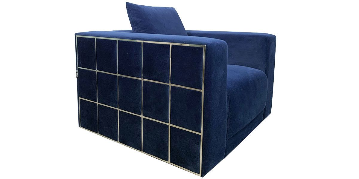 Fauteuil en velours KALIA - Bleu