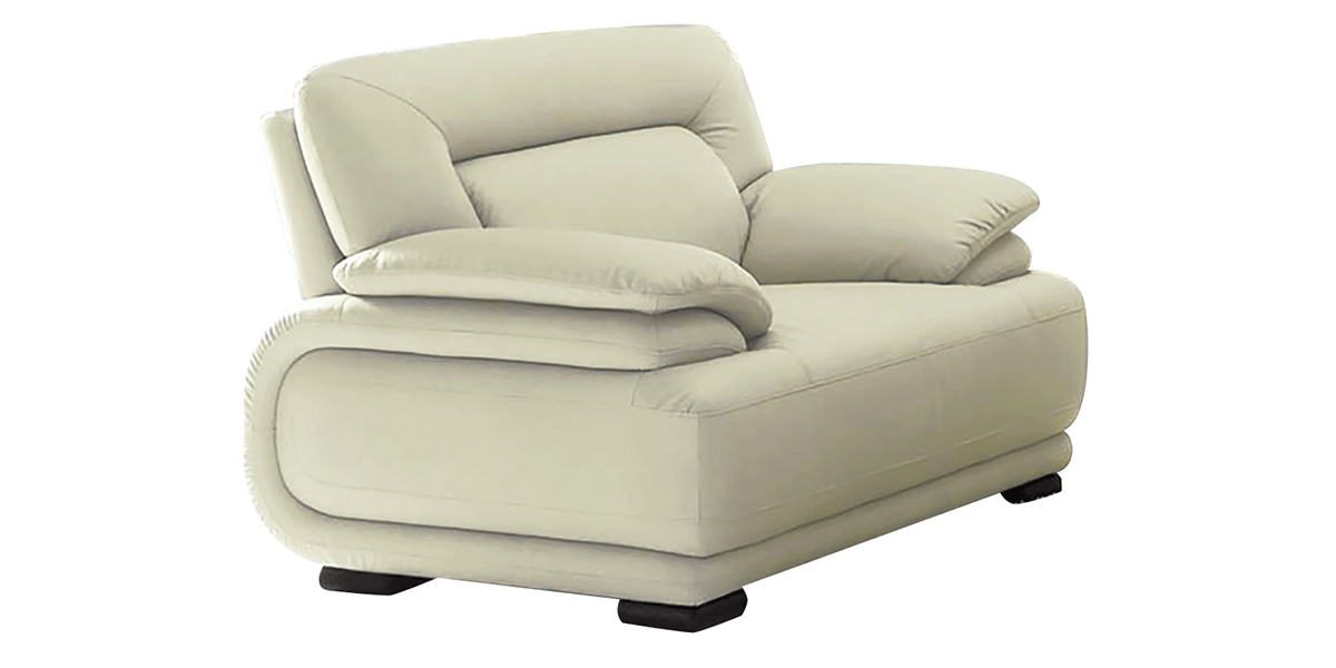 Fauteuil en cuir ivoire DENIA