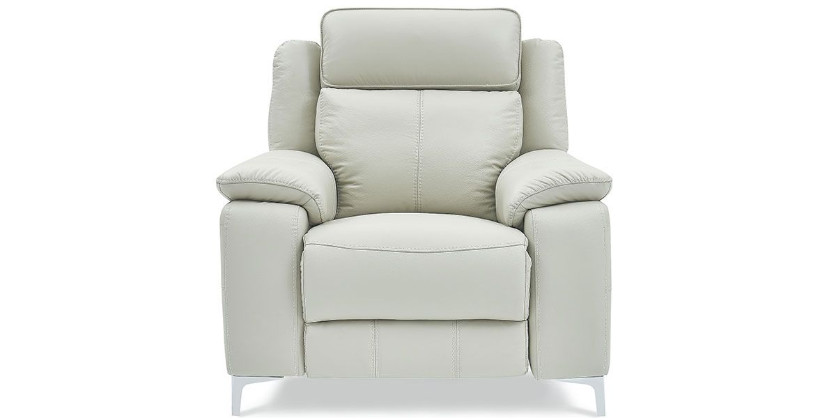 Fauteuil relaxation électrique 1 place en cuir KARA - Gris clair