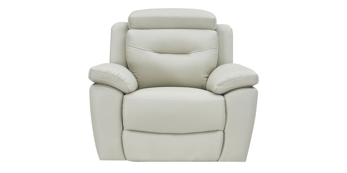 Fauteuil relaxation électrique 1 place en cuir SERENA - Gris perle 