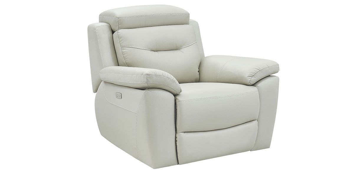 Fauteuil relaxation électrique 1 place en cuir SERENA - Gris perle 