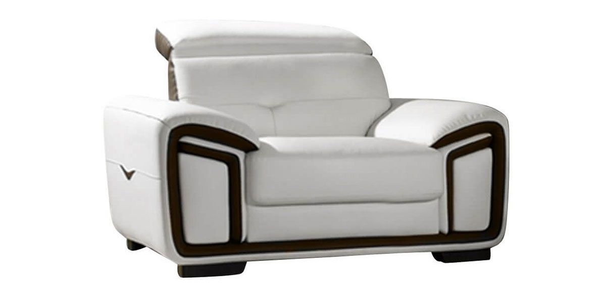 Fauteuil en cuir blanc et marron HAMILTON