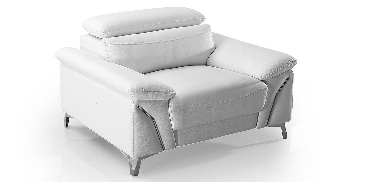 Fauteuil Design en cuir MILAN - Blanc