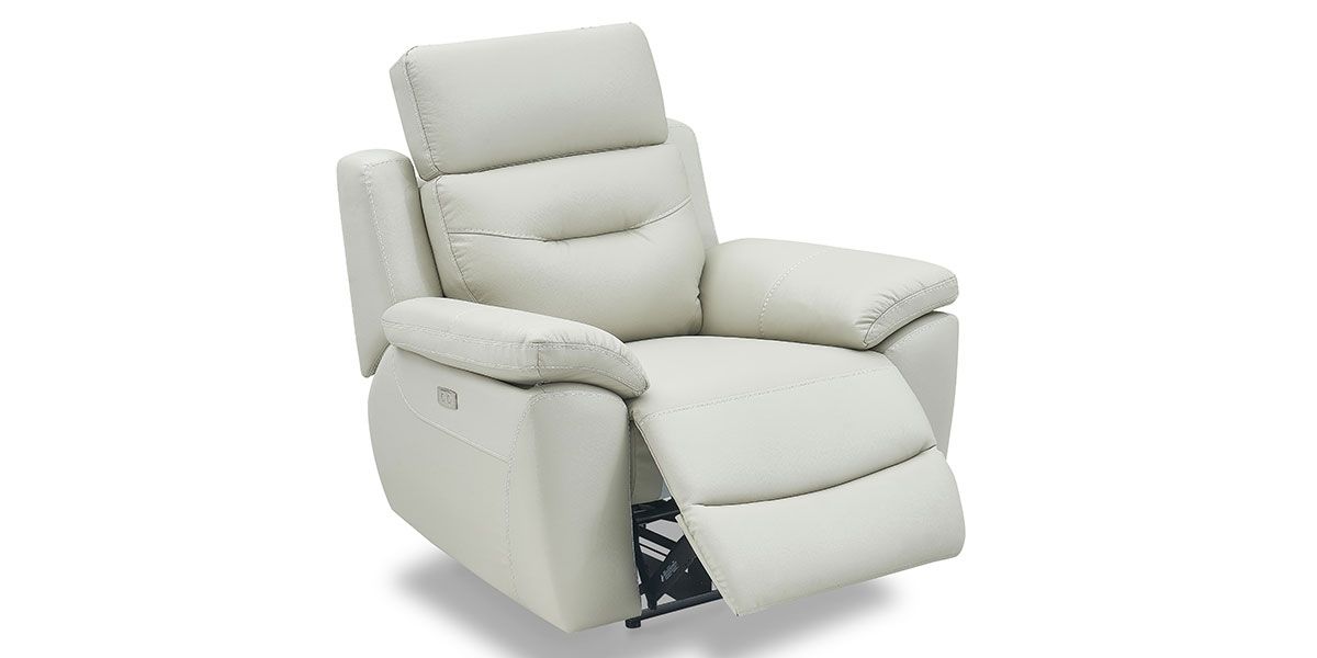 Fauteuil relaxation électrique 1 place en cuir SERENA - Gris perle 