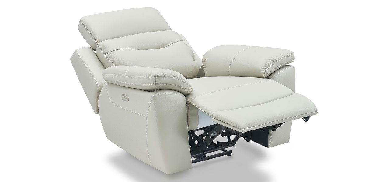 Fauteuil relaxation électrique 1 place en cuir SERENA - Gris perle 