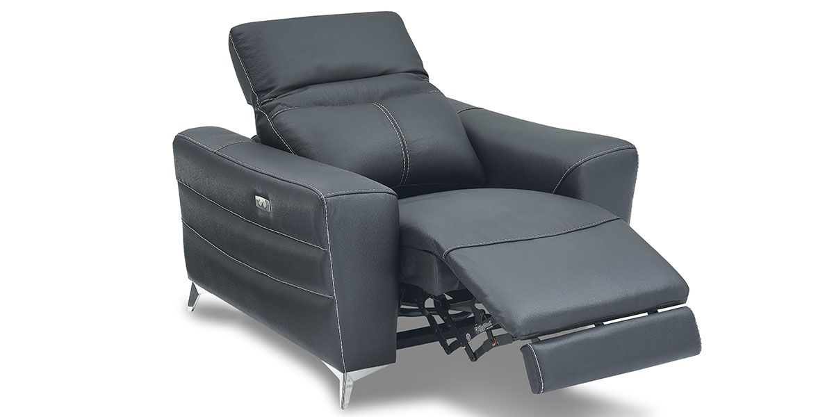 Fauteuil relaxation électrique 1 place en cuir SLOAN - Noir