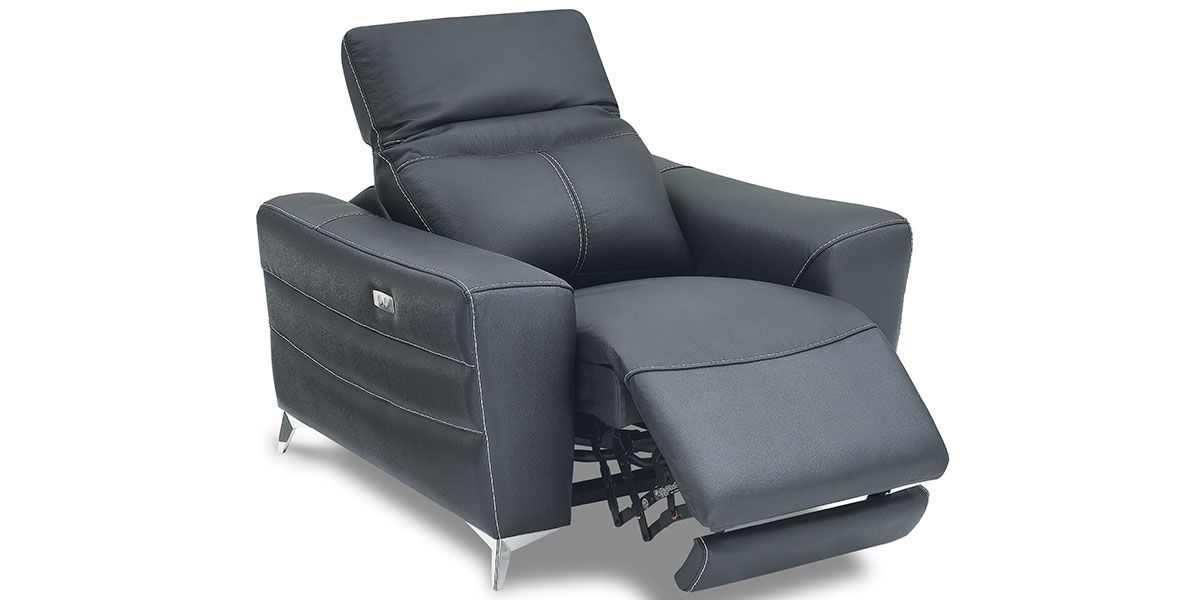 Fauteuil relaxation électrique 1 place en cuir SLOAN - Noir
