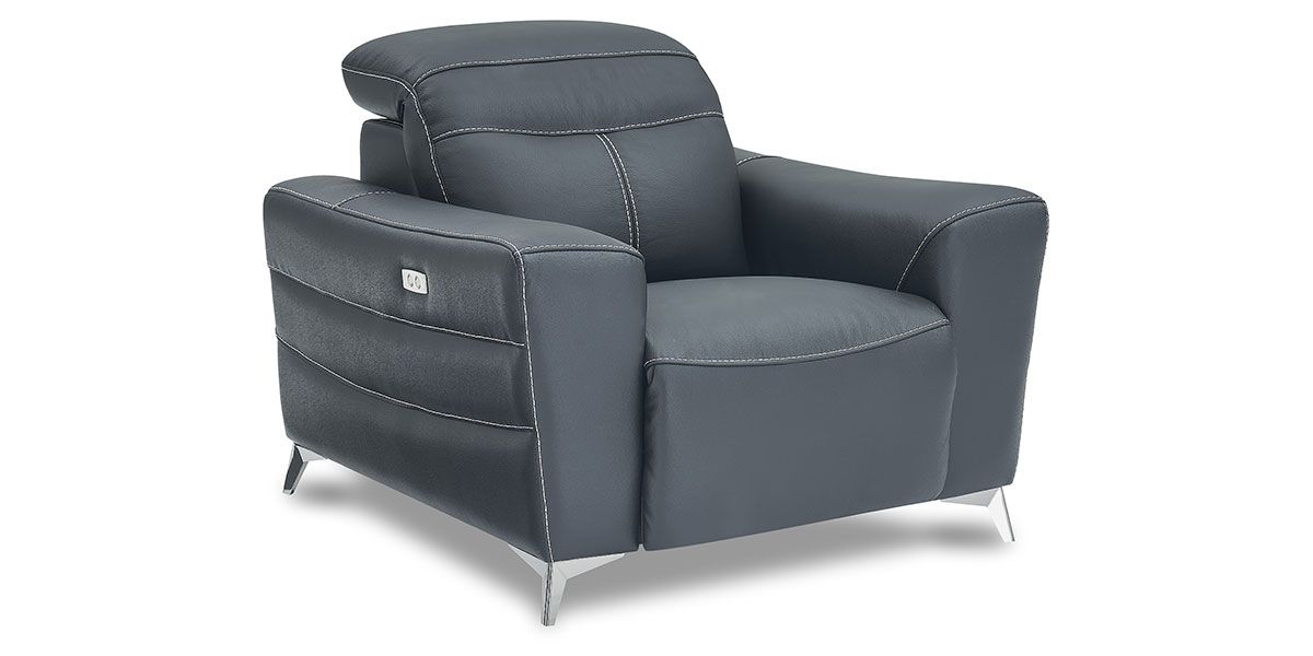 Fauteuil relaxation électrique 1 place en cuir SLOAN - Noir