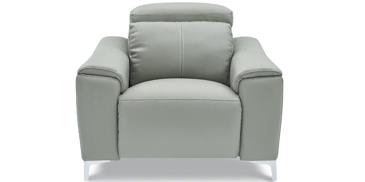 Fauteuil relaxation électrique 1 place en cuir BIANCA - Gris clair 