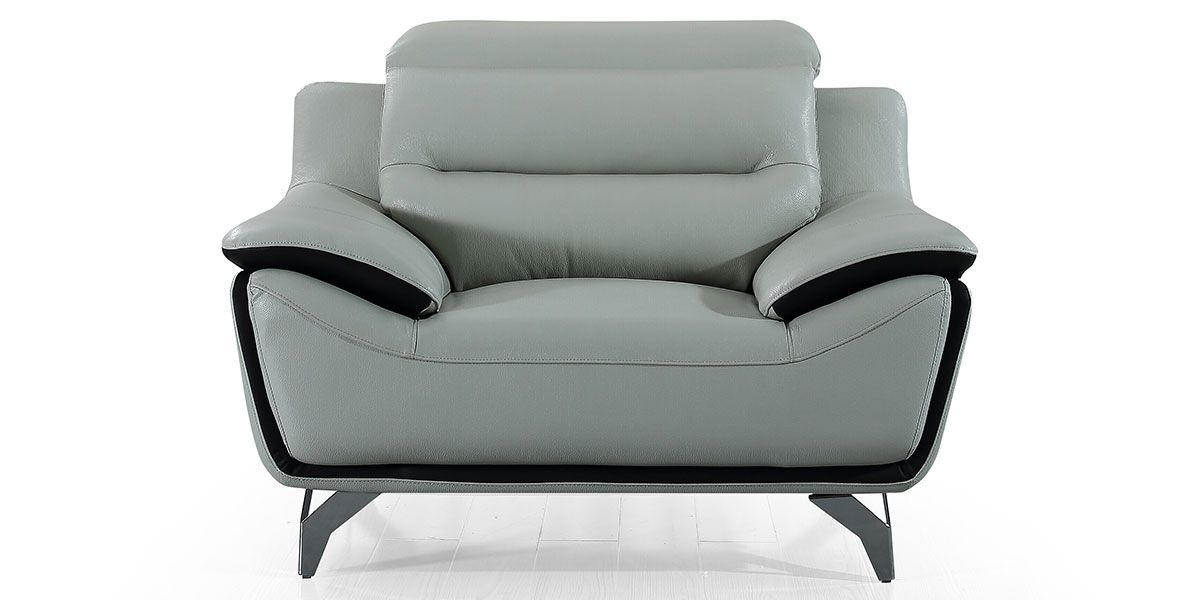 Fauteuil cuir Design JUDE – Gris perle & Noir
