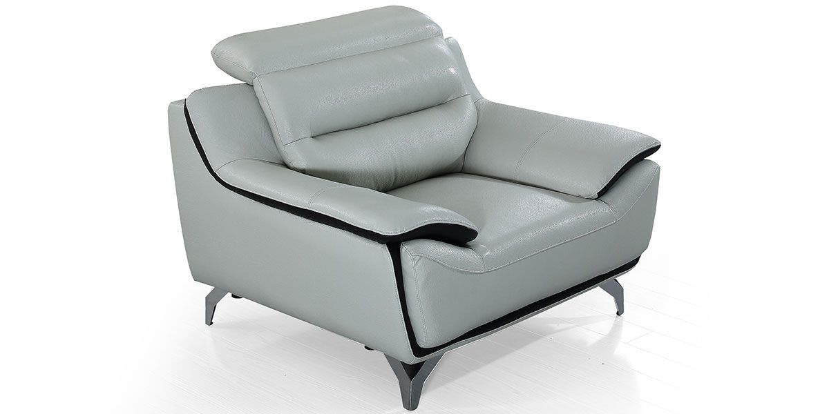 Fauteuil cuir Design JUDE – Gris perle & Noir