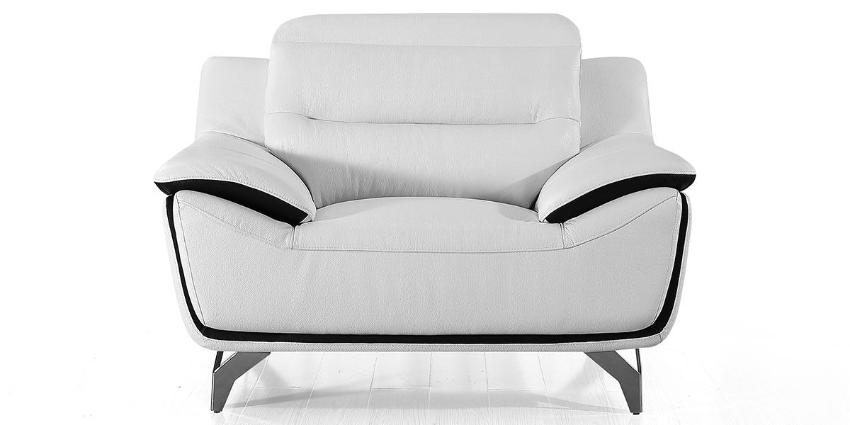 Fauteuil cuir Design JUDE – Blanc & Noir