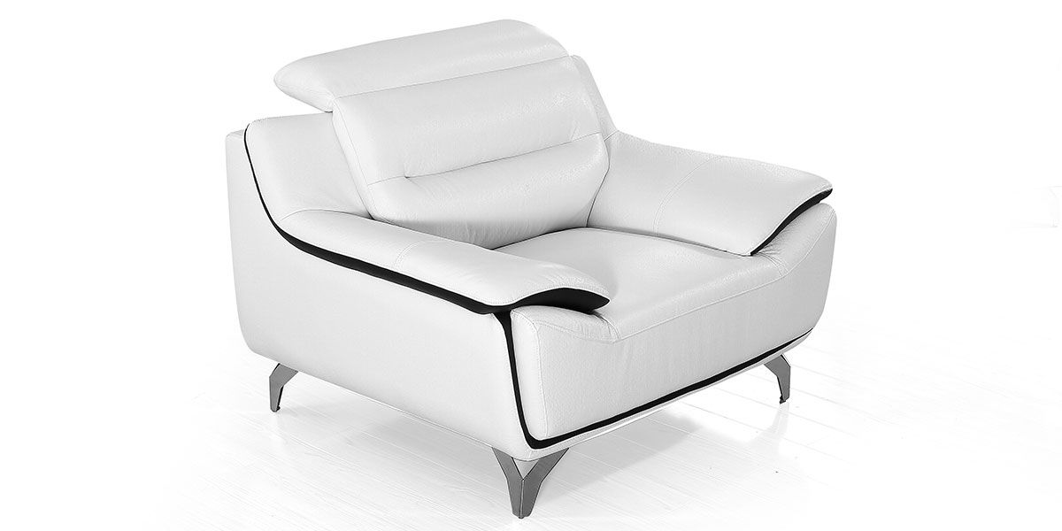 Fauteuil cuir Design JUDE – Blanc & Noir