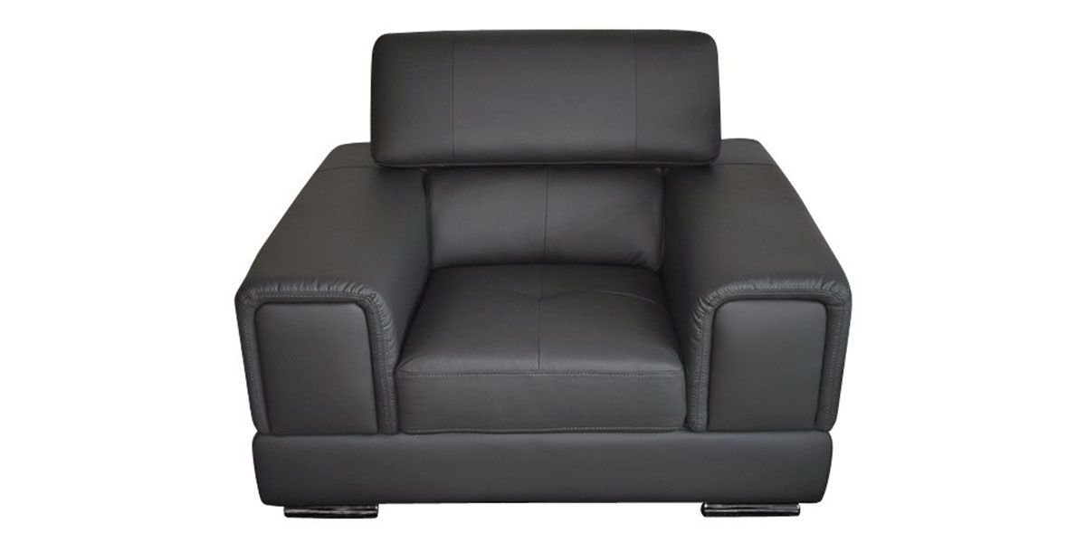 Fauteuil en cuir gris souris LIMA