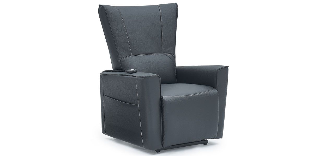 Fauteuil releveur électrique 1 place en cuir MAEVA - Noir