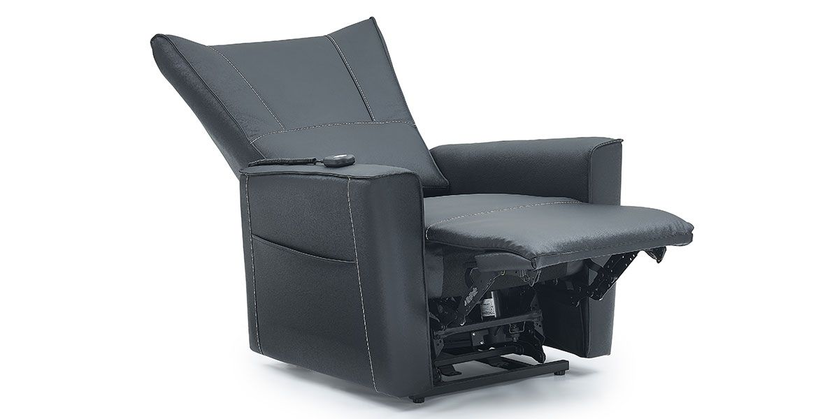 Fauteuil releveur électrique 1 place en cuir MAEVA - Noir