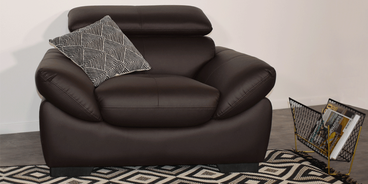Fauteuil en cuir marron BORNEO