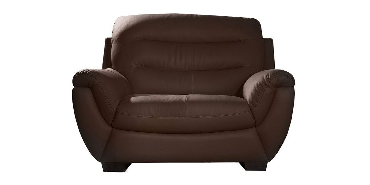 Fauteuil en Cuir grain semi-épais CORAL - Marron