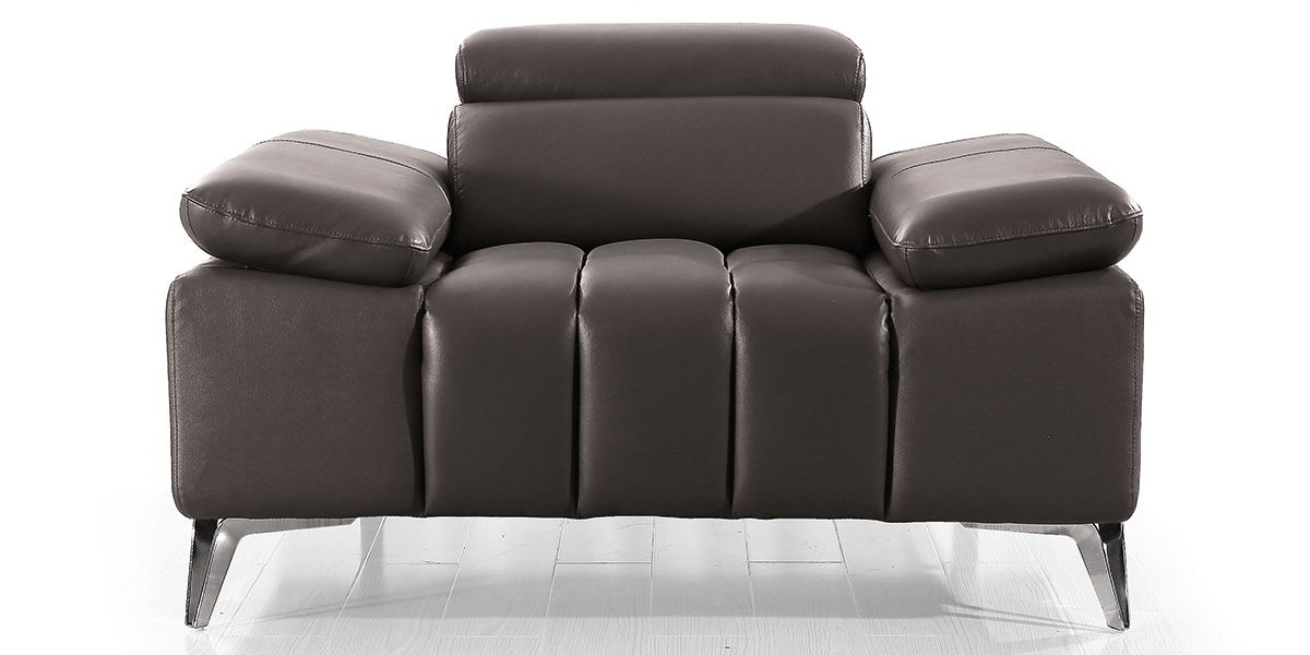 Fauteuil cuir Design LYAM - Marron