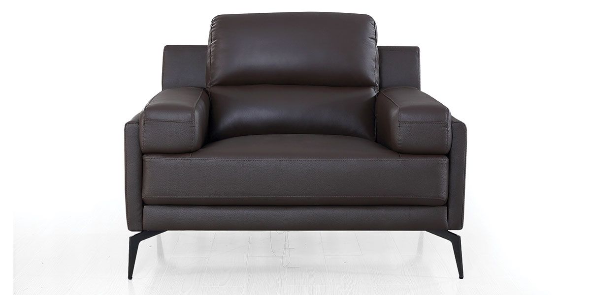 Fauteuil cuir Design MAYRON - Marron