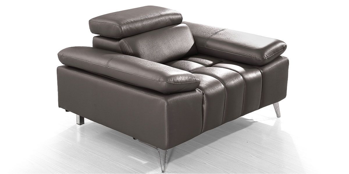 Fauteuil cuir Design LYAM - Marron