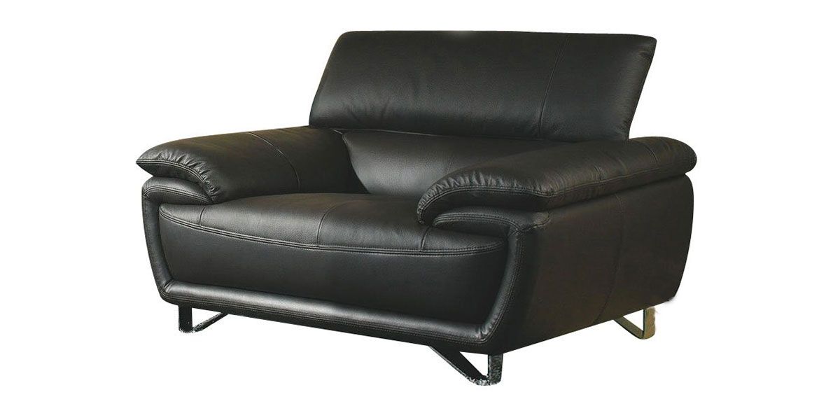 Fauteuil en cuir noir BAYA