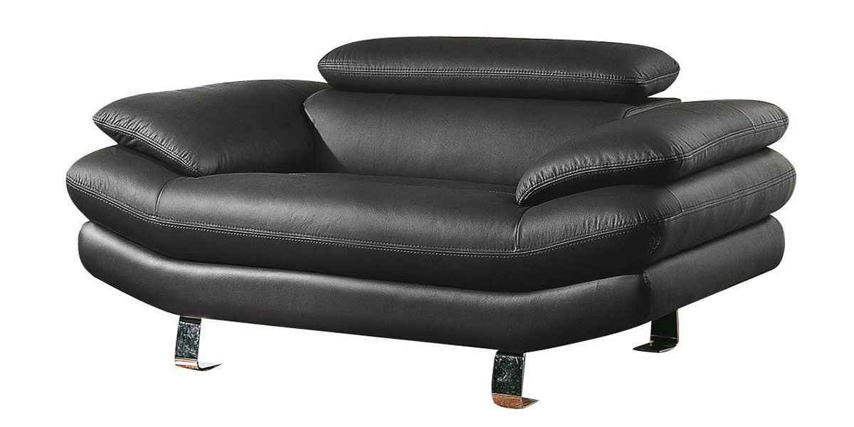 Fauteuil en cuir noir CARLTON